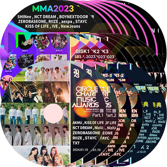 K-POP DVD 2023 Music Awards 25枚Set Melon/MAMA/AAA/KBS/SBS/MBC/Golden Disk/CIRCLE CHART KPOP DVD
