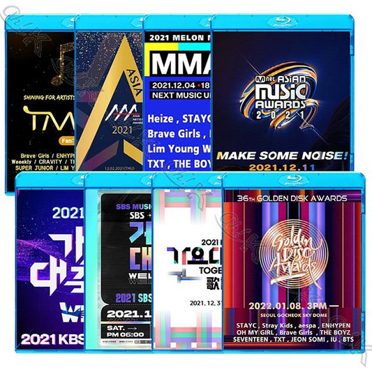 【K-POP Blu-ray ] 2021 MUSIC AWARD Blu-ray 8枚セット MMA / TMA / AAA / MAMA / KBS 歌謡大祝祭/GOLDEN DISK/AMA/SBS/MBC 【K-POP Blu-ray] - mono-bee