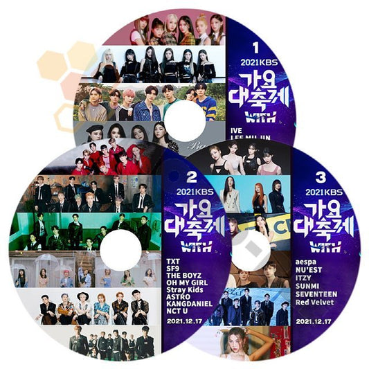 【K-POP DVD] 2021 KBS 歌謡大祝祭 Part 1,2,3 3枚セット 2021.12.17 SEVENTEEN/TXT/Stray Kids/aespa/NCT U/SF9/THE BOYZ etc【K-POP DVD] - mono-bee
