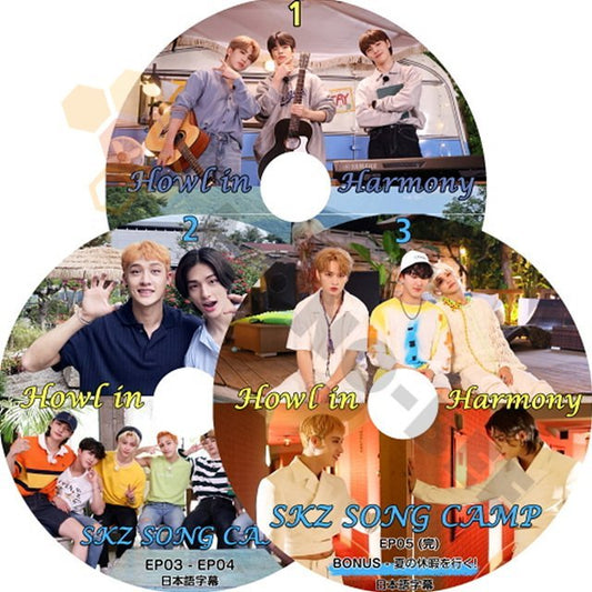 【K-POP DVD] STRAY KIDS -SKZ SONG CAMP Howl in Harmony #1-#3 (完)3枚SET BONUS夏の休暇をいく! (日本語字幕有)- STRAY KIDSストレイキッズ 【K-POP DVD] - mono-bee