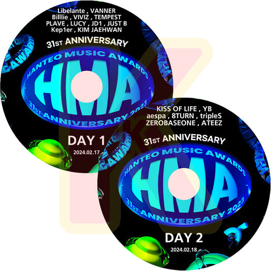 K-POP DVD ZERK-POP DVD 31TH HANTEO MUSIC AWARDS 2枚Set 2024.02.17-02.18 ATEEZ/ aespa / ZEROBASEONE / Kep1er/ BILLLIE 他 CON